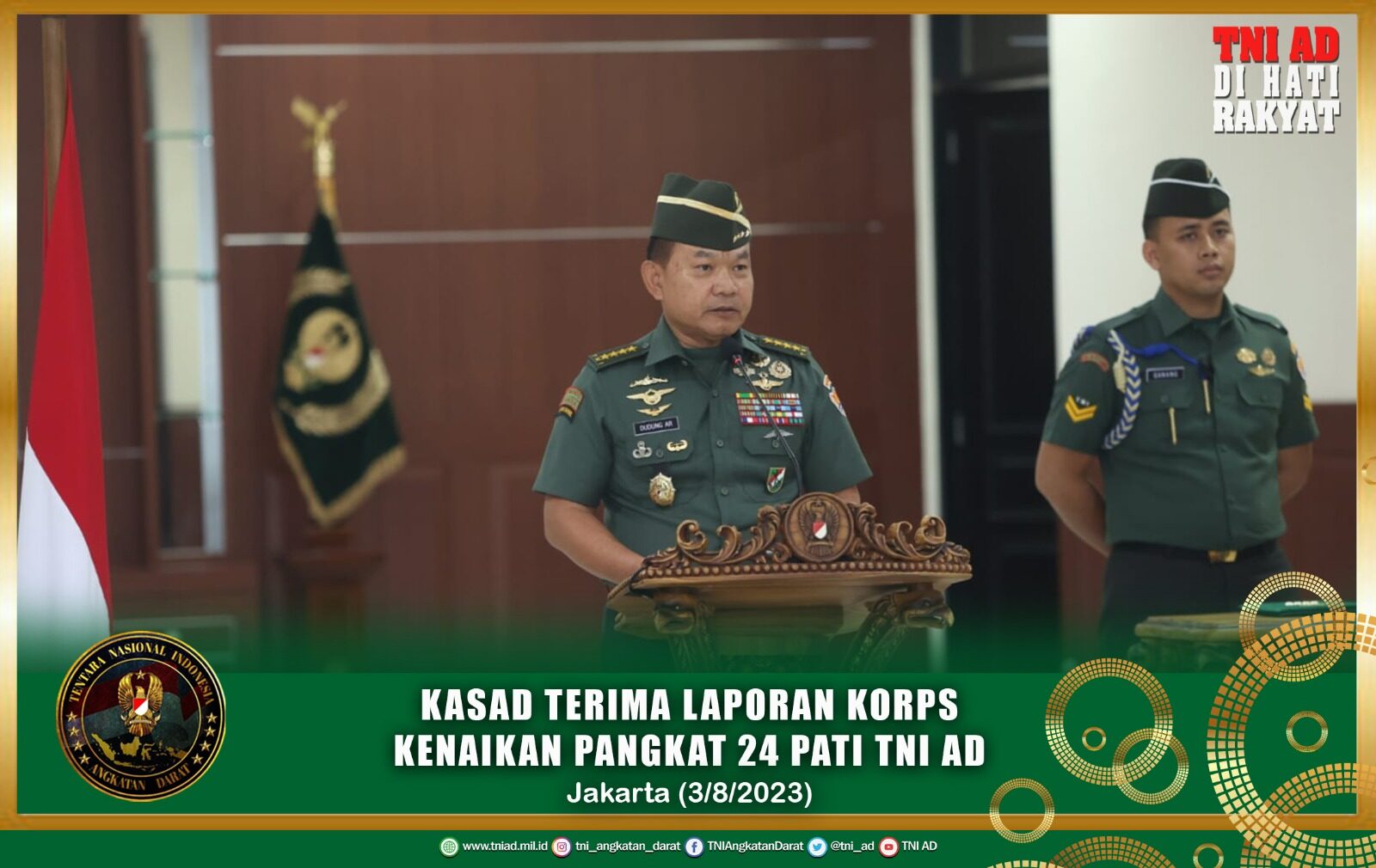 Kasad Terima Laporan Korps Kenaikan Pangkat 24 Pati TNI AD