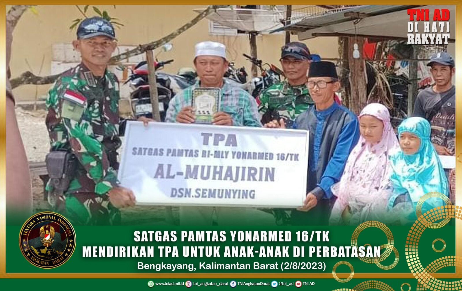 Satgas Pamtas Yonarmed 16/TK Mendirikan TPA Untuk Anak-Anak di Perbatasan