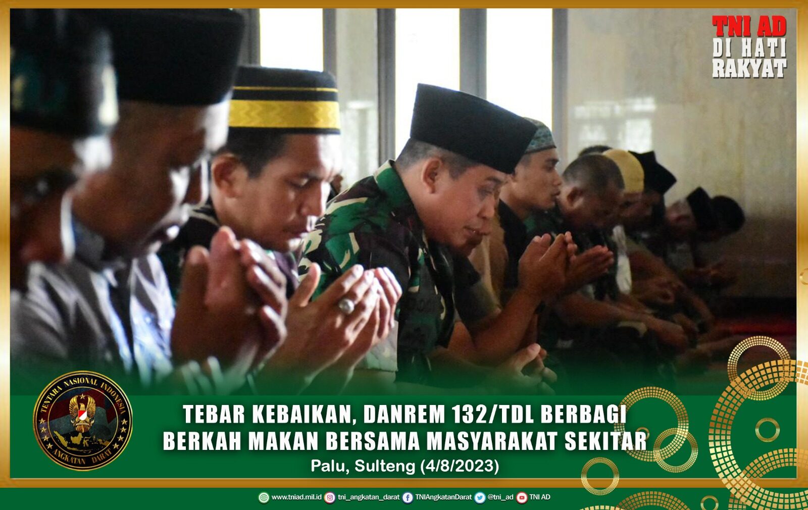 Tebar Kebaikan, Danrem 132/Tdl Berbagi Berkah Makan Bersama Masyarakat Sekitar