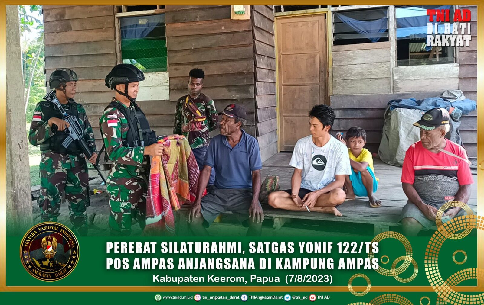 Pererat Silaturahmi, Satgas Yonif 122/TS Pos Ampas Anjangsana Di Kampung Ampas