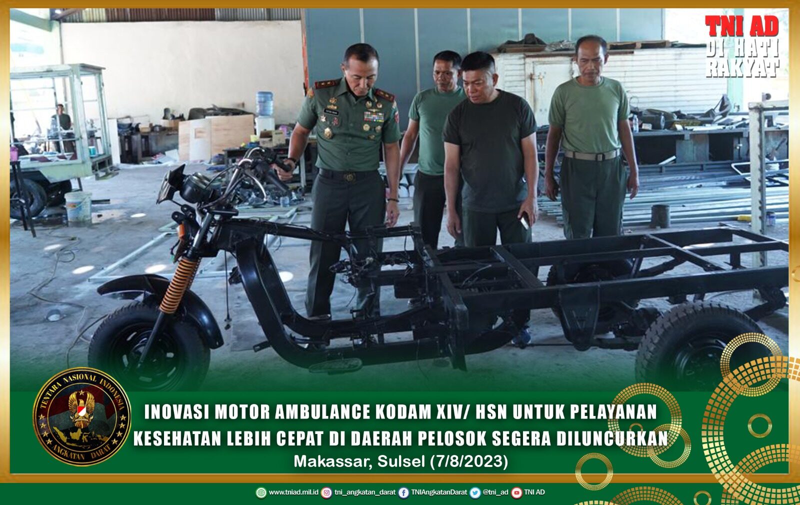 Inovasi Motor Ambulance Kodam XIV/Hsn Untuk Pelayanan Kesehatan Lebih Cepat di Daerah Pelosok Segera Diluncurkan