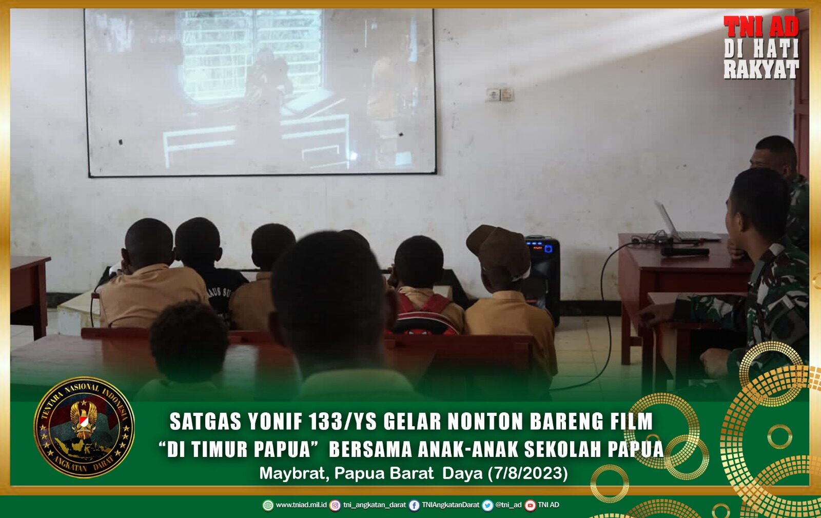 Satgas Yonif 133/YS Gelar Nonton Bareng Film “DI Timur Papua” Bersama Anak-Anak Sekolah Papua