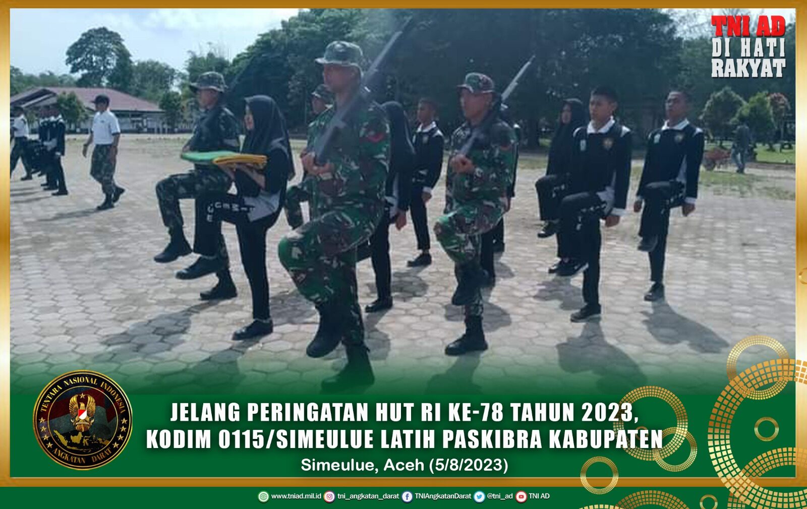 Jelang Peringatan HUT RI ke-78 Tahun 2023, Kodim 0115/Simeulue Latih Paskibra Kabupaten