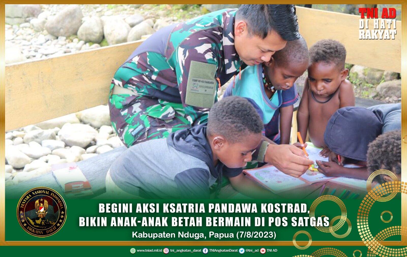 Begini Aksi Ksatria Pandawa Kostrad, Bikin Anak-anak Betah Bermain Di Pos Satgas