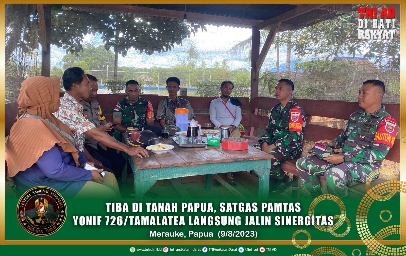 Tiba di Tanah Papua, Satgas Pamtas Yonif 726/Tamalatea Langsung Jalin Sinergitas