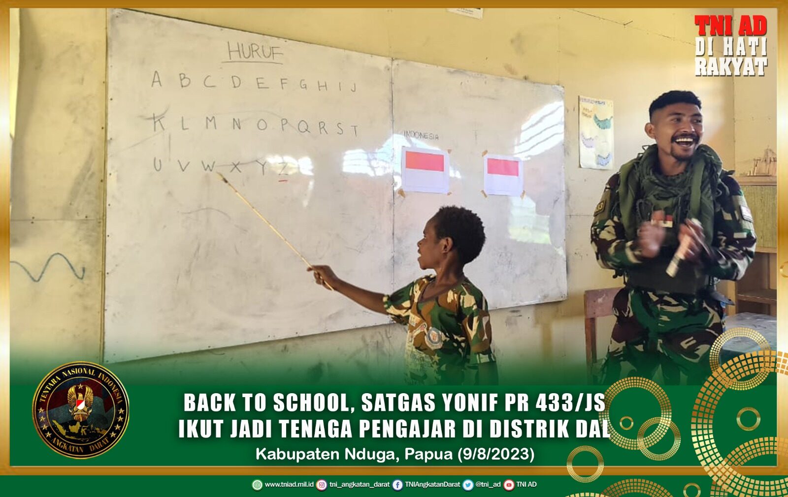Back To School, Satgas Yonif PR 433/JS Ikut Jadi Tenaga Pengajar di Distrik Dal