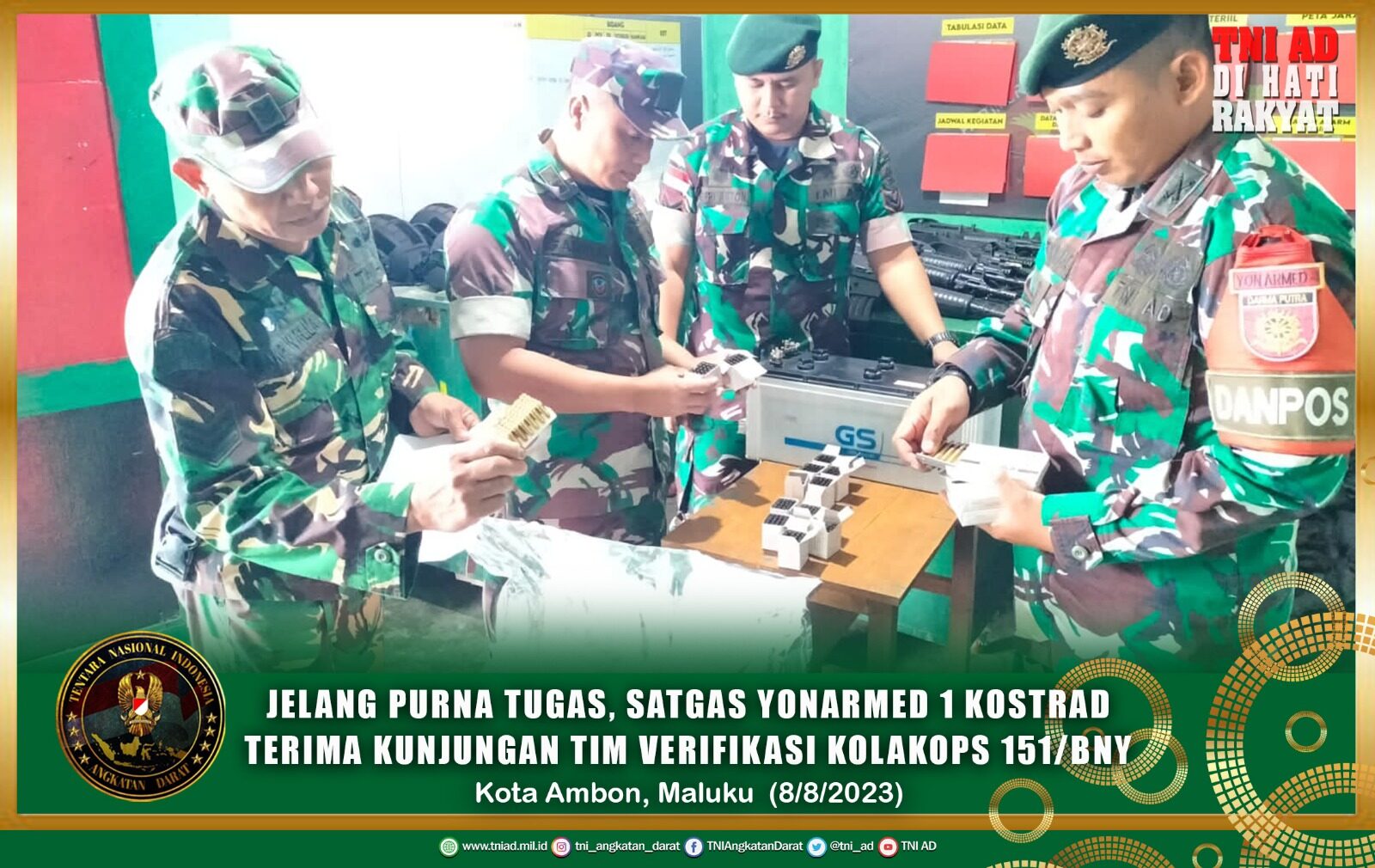 Jelang Purna Tugas, Satgas Yonarmed 1 Kostrad Terima Kunjungan Tim Verifikasi Kolakops 151/BNY