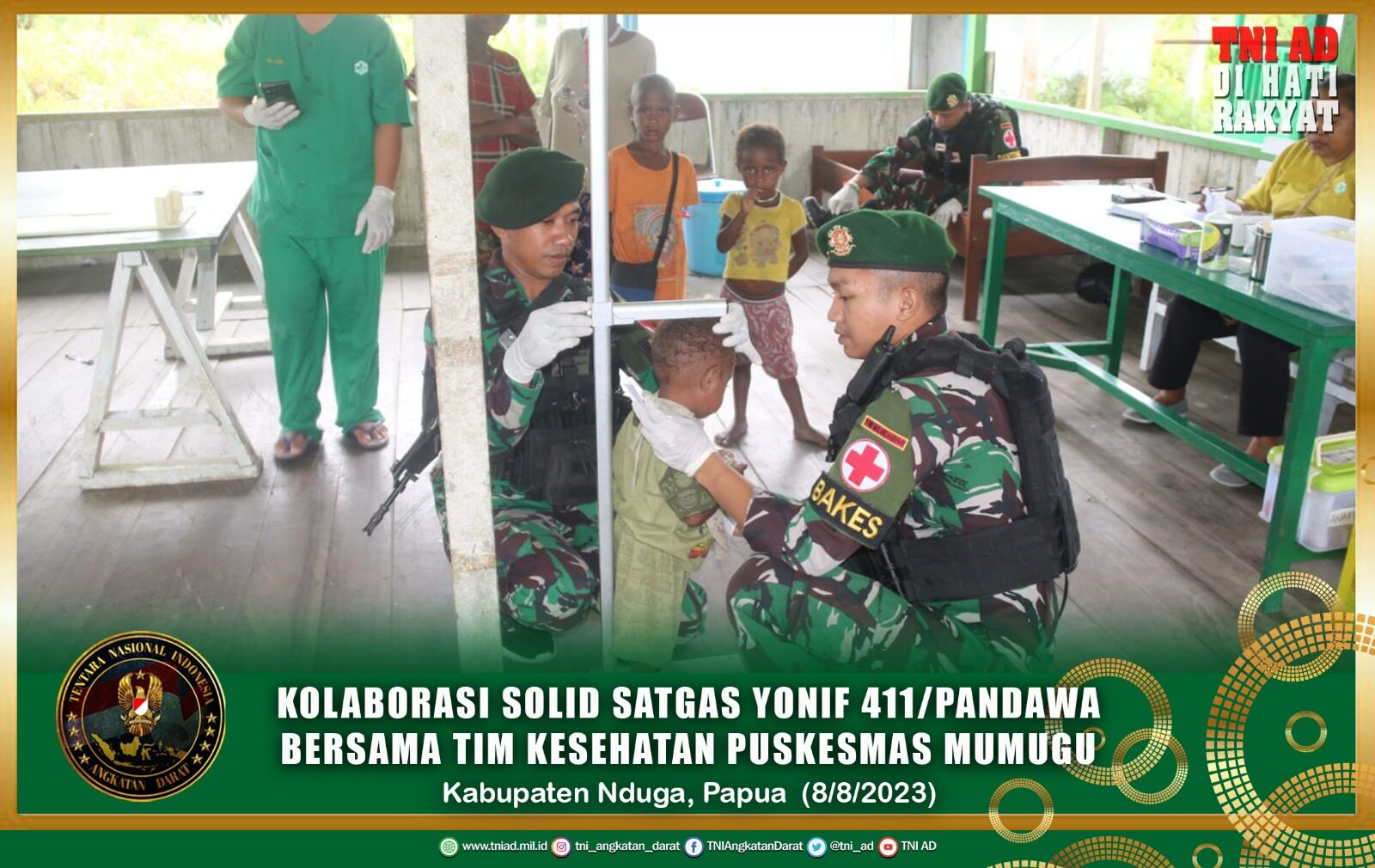 Kolaborasi Solid Satgas Yonif 411/Pandawa Bersama Tim Kesehatan Puskesmas Mumugu