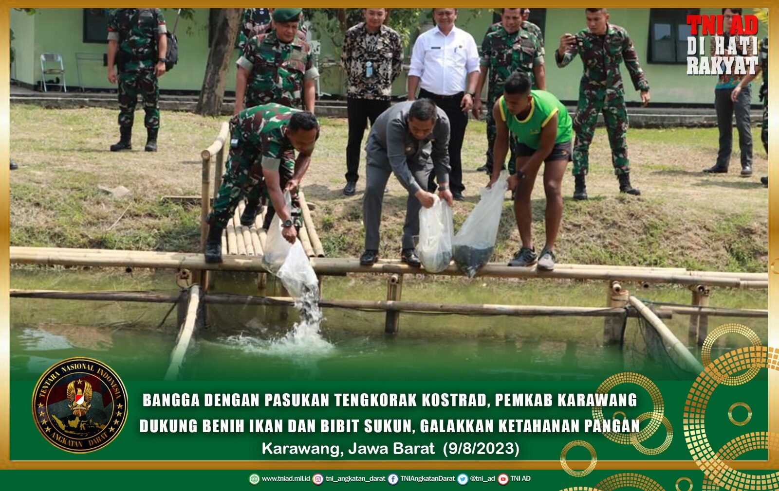 Bangga dengan Pasukan Tengkorak Kostrad, Pemkab Karawang Dukung Benih Ikan Dan Bibit Sukun, Galakkan Ketahanan Pangan