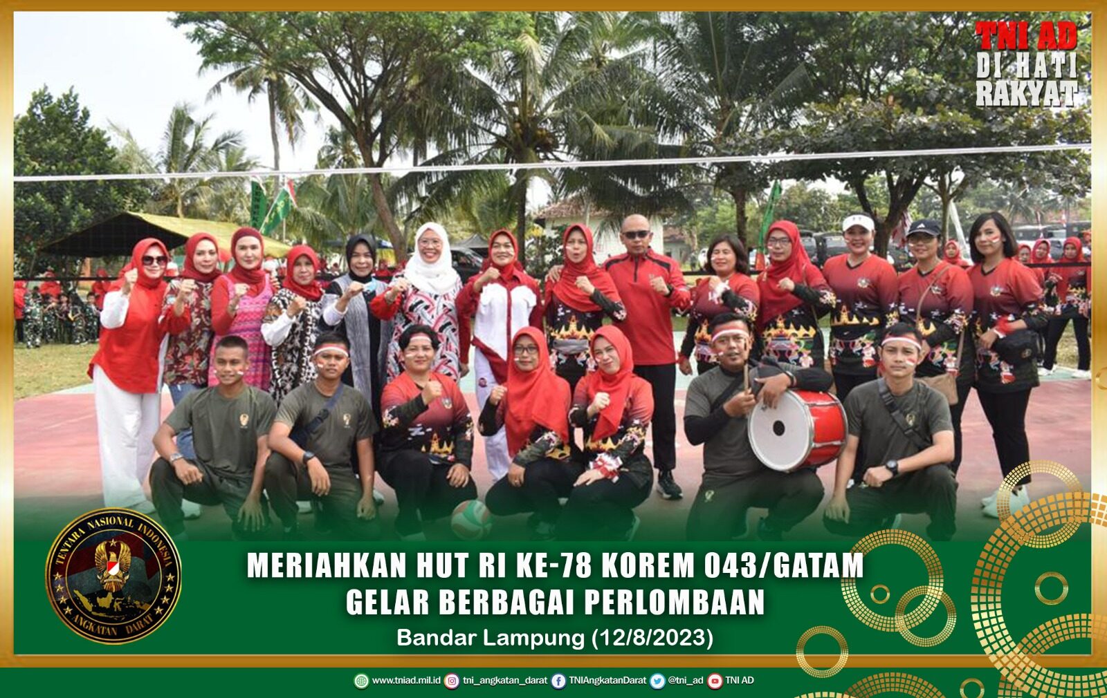 Meriahkan HUT RI Ke-78 Korem 043/Gatam Gelar Berbagai Perlombaan