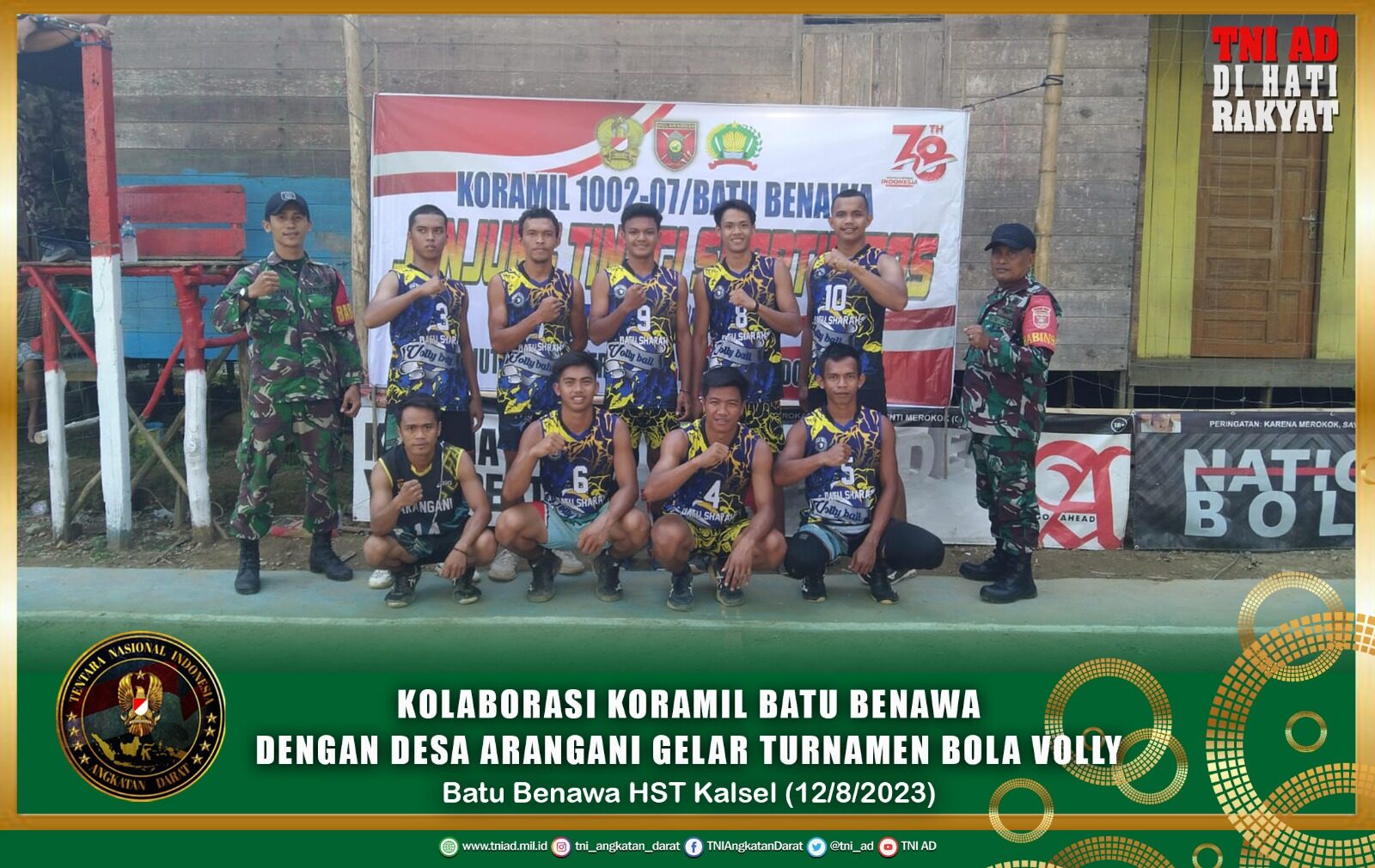 Kolaborasi Koramil Batu Benawa Dengan Desa Arangani Gelar Turnamen Bola Volly