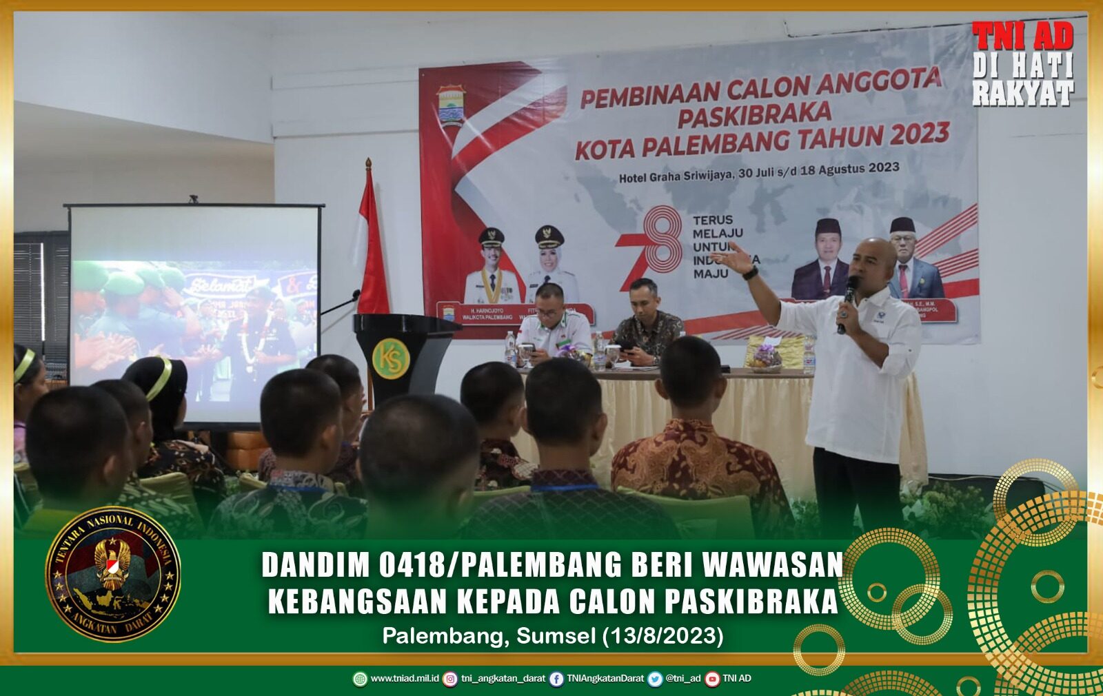 Dandim 0418/Palembang Beri Wawasan Kebangsaan Kepada Calon Paskibraka