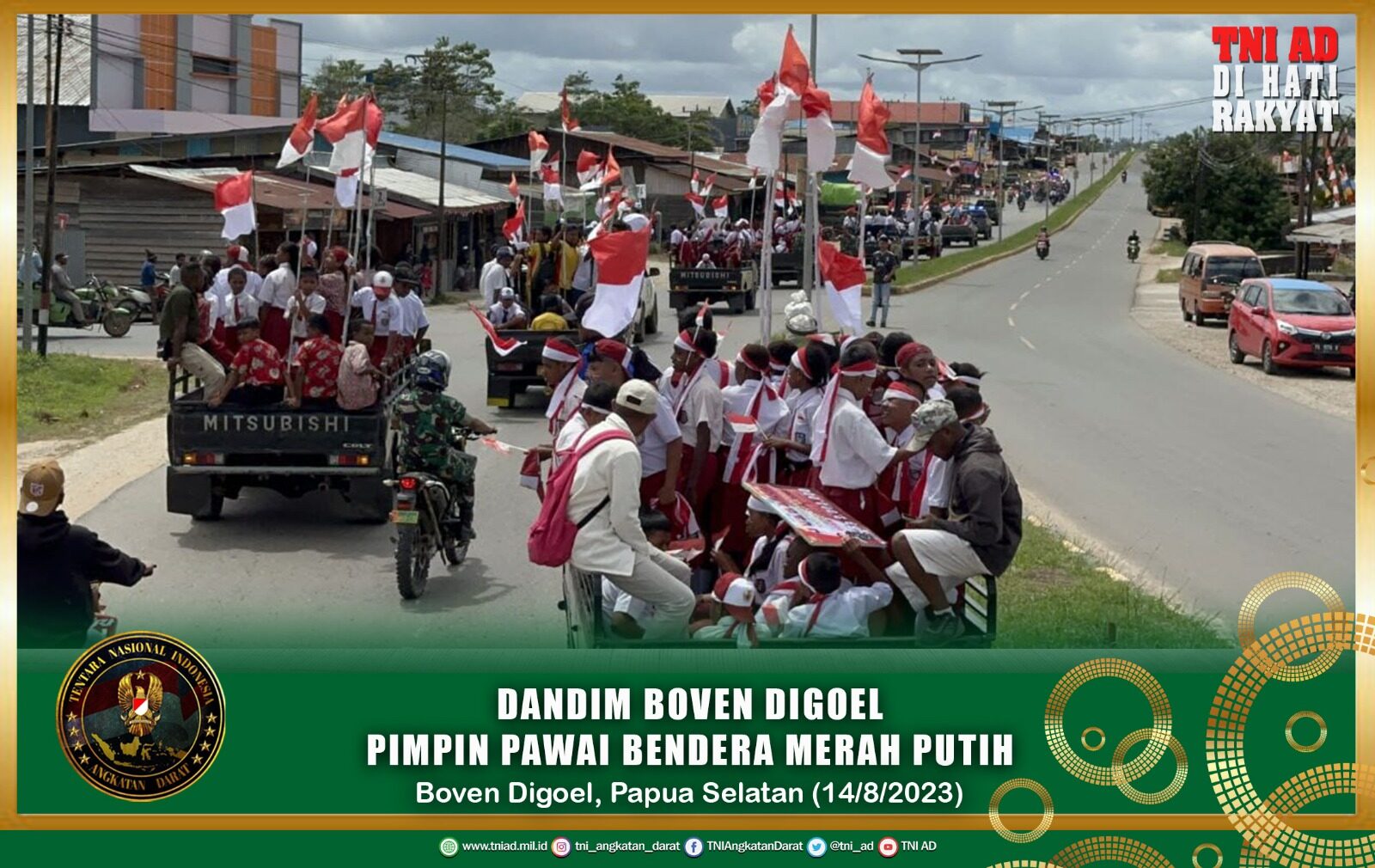 Dandim Boven Digoel Pimpin Pawai Bendera Merah Putih