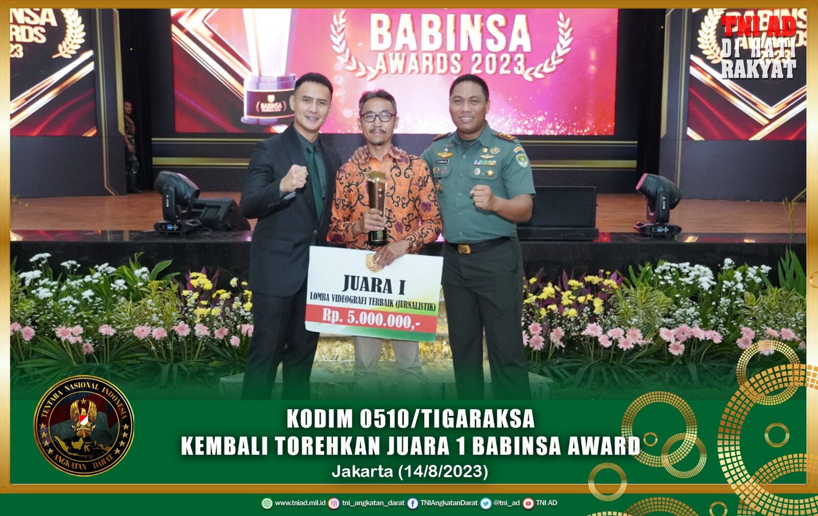 Kodim 0510/Tigaraksa kembali Torehkan Juara 1 Babinsa Award