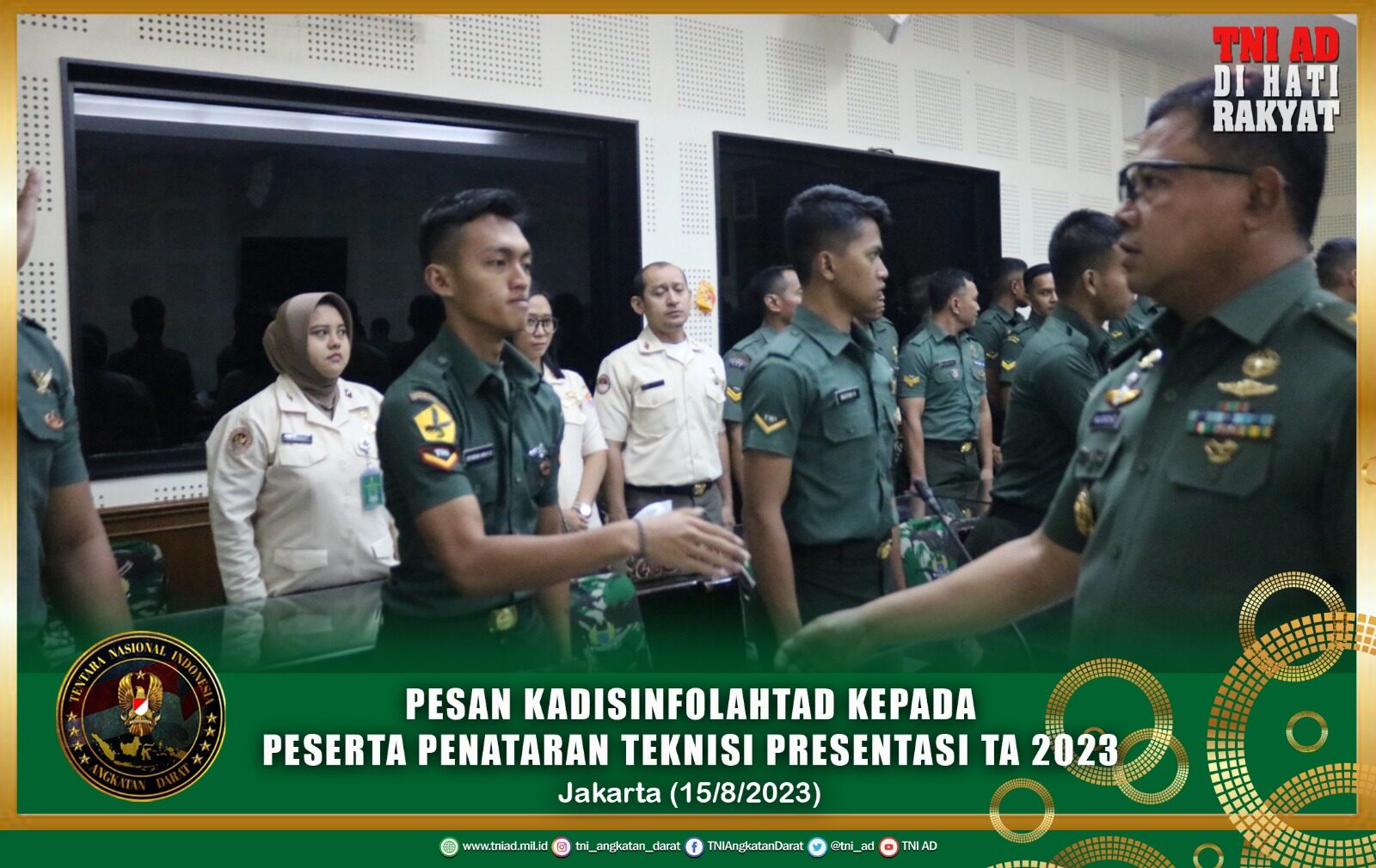 Pesan Kadisinfolahtad kepada peserta Penataran Teknisi Presentasi TA 2023