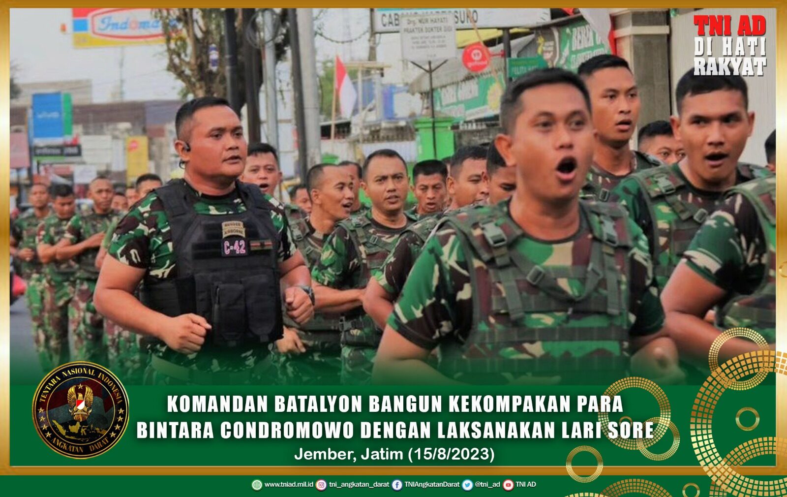 Komandan Batalyon Bangun Kekompakan Para Bintara Condromowo Dengan Laksanakan Lari Sore