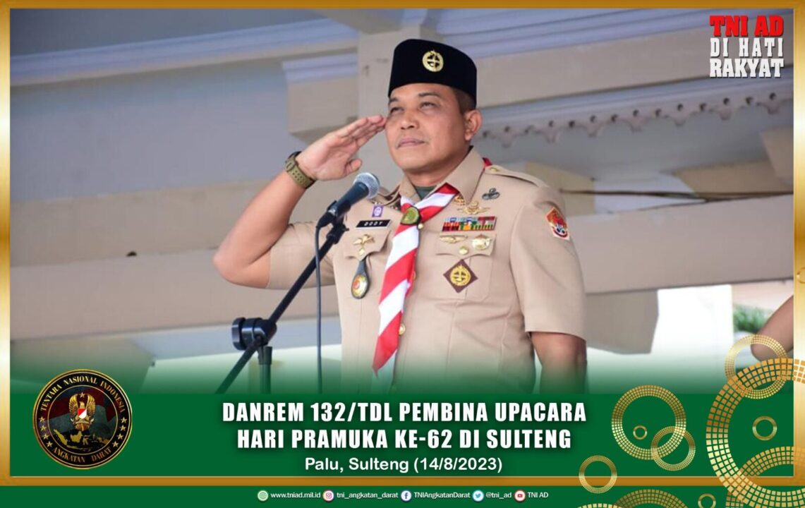 Danrem 132/Tdl Pembina Upacara Hari Pramuka Ke-62 di Sulteng