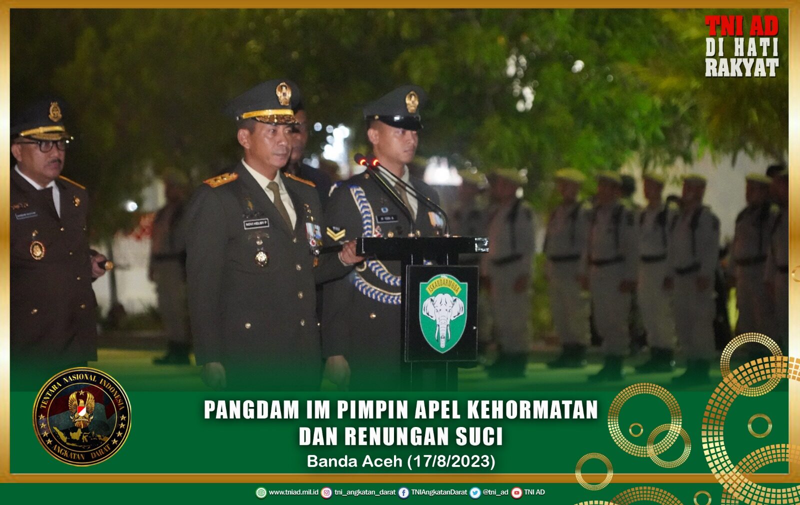 Pangdam IM Pimpin Apel Kehormatan dan Renungan Suci