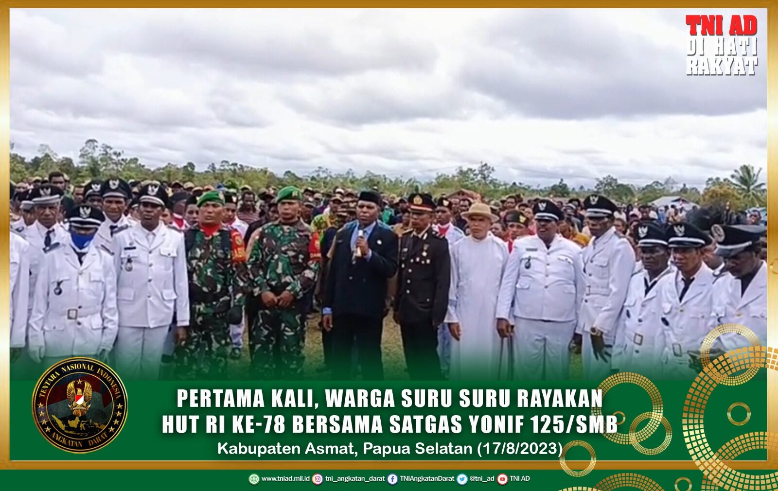 Pertama kali, Warga Suru Suru Rayakan HUT RI ke-78 Bersama Satgas Yonif 125/SMB