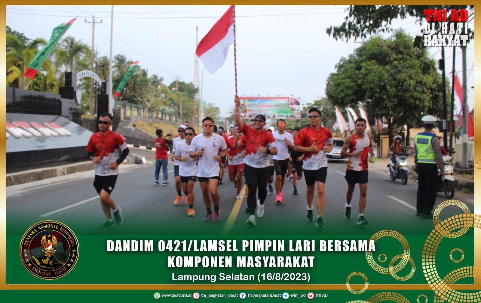 Dandim 0421/Lamsel Pimpin Lari Bersama Komponen Masyarakat