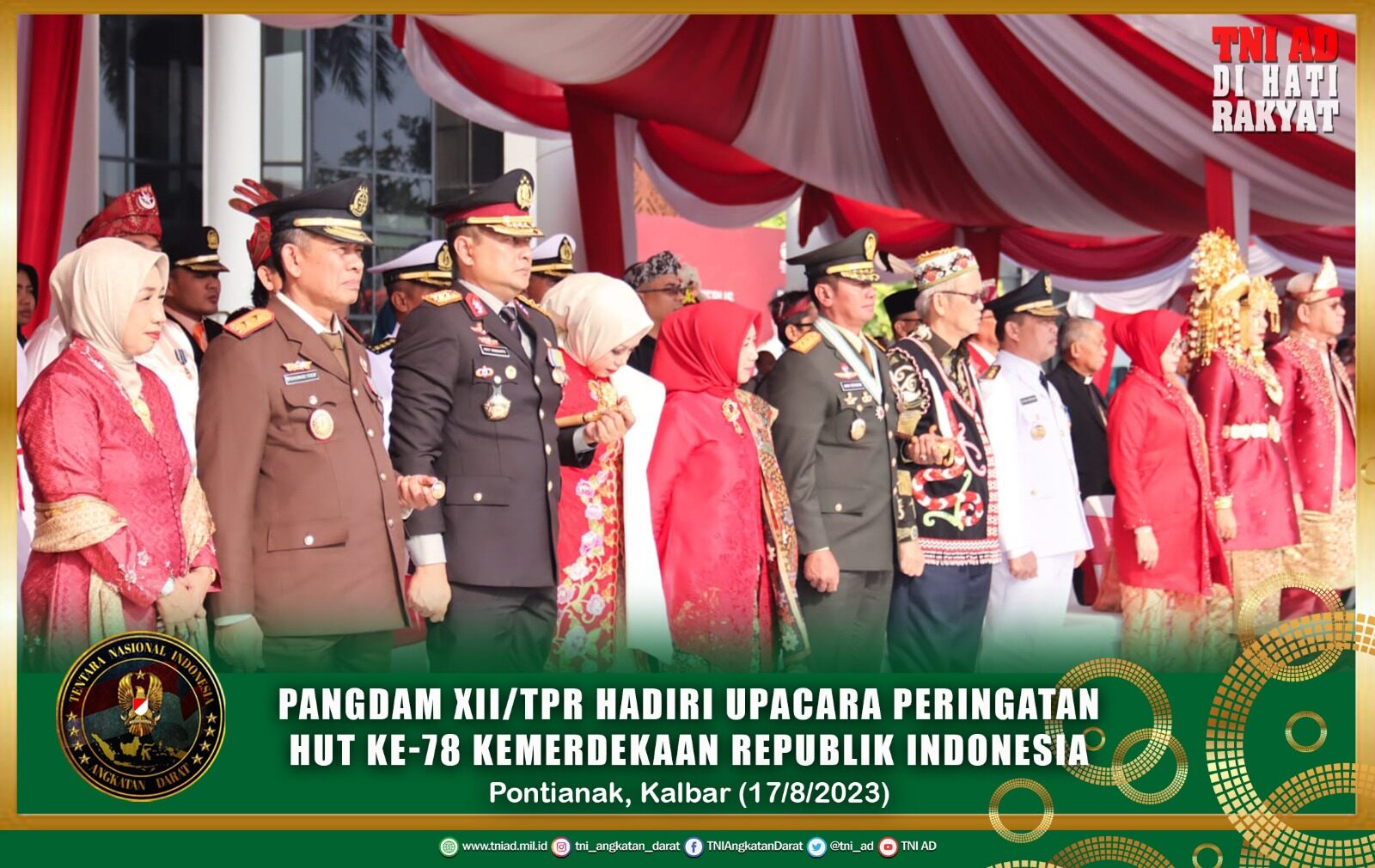 Pangdam XII/Tpr Hadiri Upacara Peringatan HUT ke-78 Kemerdekaan Republik Indonesia