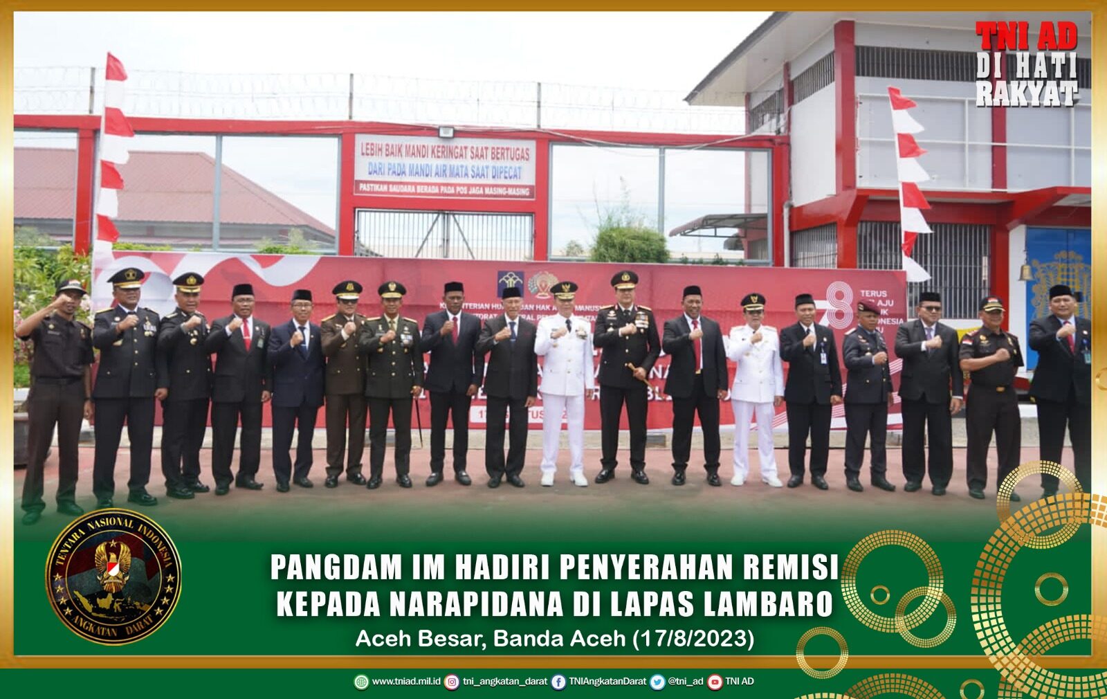 Pangdam IM Hadiri Penyerahan Remisi Kepada Narapidana di Lapas Lambaro