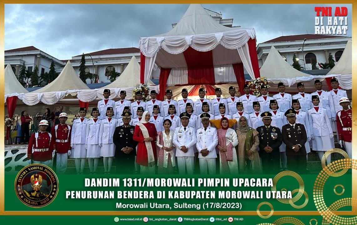 Dandim 1311/Morowali Pimpin Upacara Penurunan Bendera di Kabupaten Morowali Utara