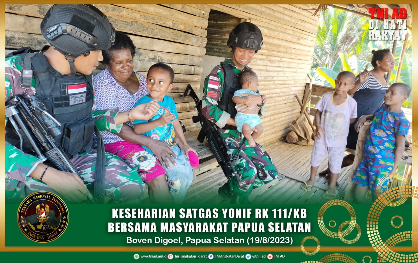 Keseharian Satgas Yonif RK 111/KB Bersama Masyarakat Papua Selatan