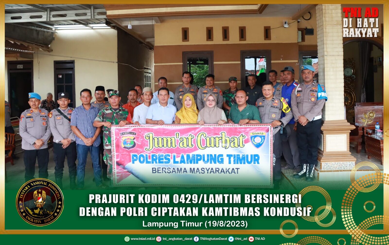 Prajurit Kodim 0429/Lamtim Bersinergi Dengan Polri Ciptakan Kamtibmas Kondusif