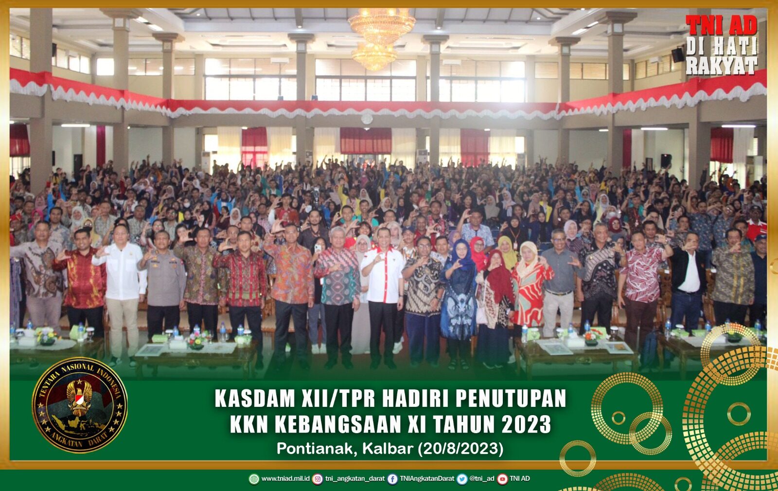 Kasdam XII/Tpr Hadiri Penutupan KKN Kebangsaan XI Tahun 2023