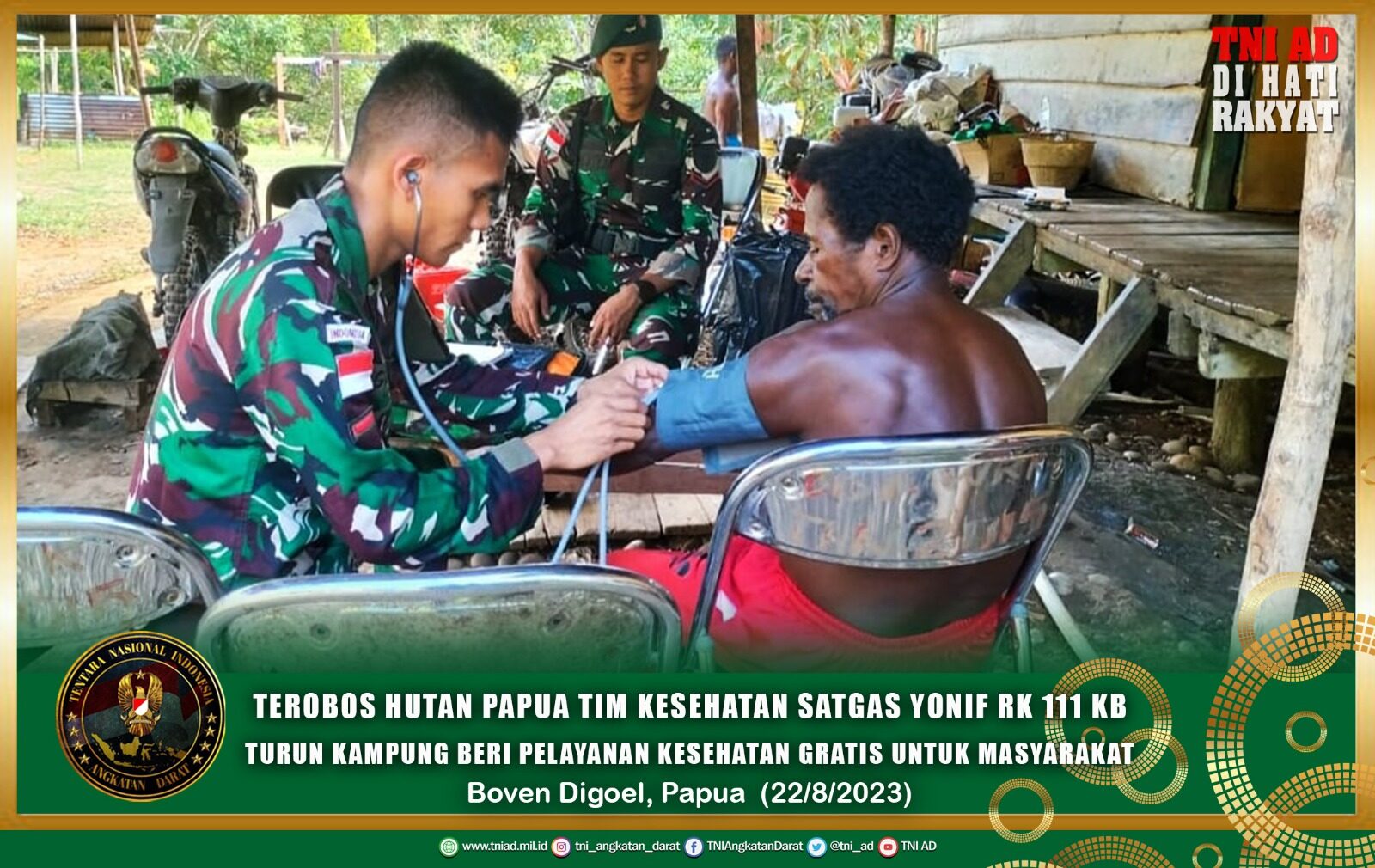 Terobos Hutan Papua Tim Kesehatan Satgas Pamtas RI- PNG Yonif RK 111 KB Turun Kampung Beri Pelayanan Kesehatan Gratis Untuk Masyarakat