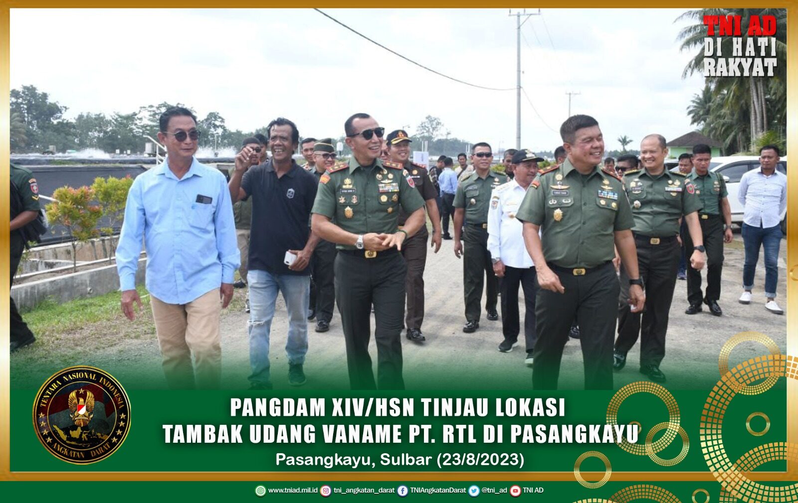Pangdam XIV/Hsn Tinjau Lokasi Tambak Udang Vaname PT. RTL di Pasangkayu