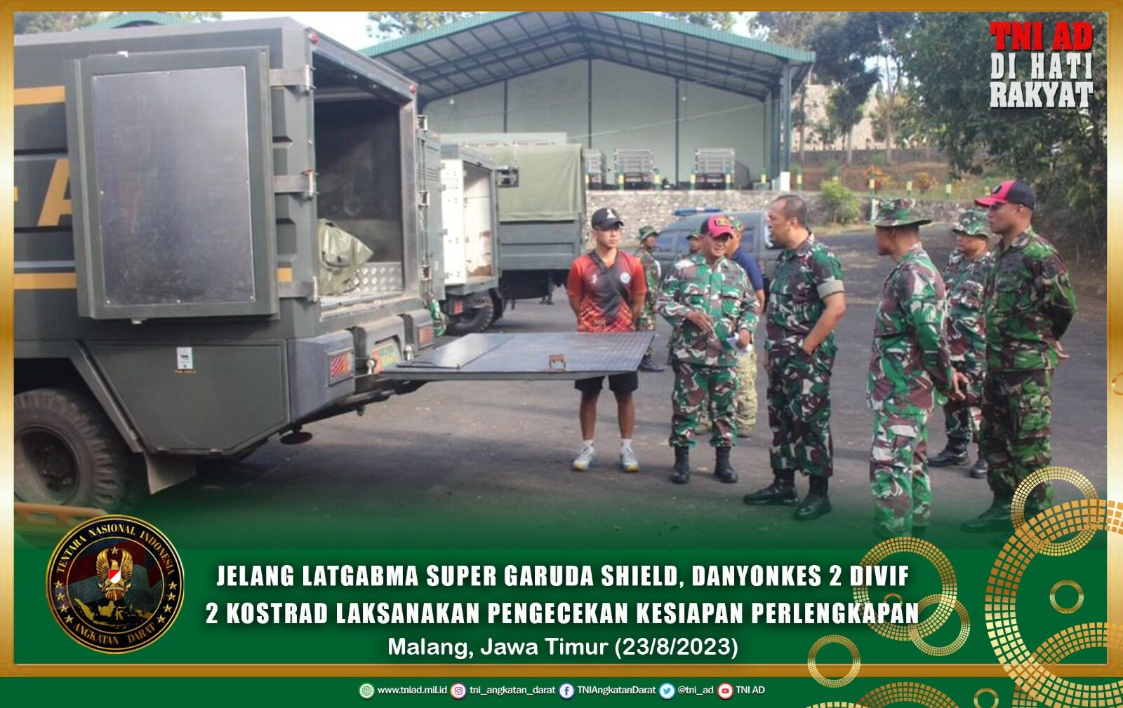 Jelang Latgabma Super Garuda Shield, Danyonkes 2 Divif 2 Kostrad Laksanakan Pengecekan Kesiapan Perlengkapan