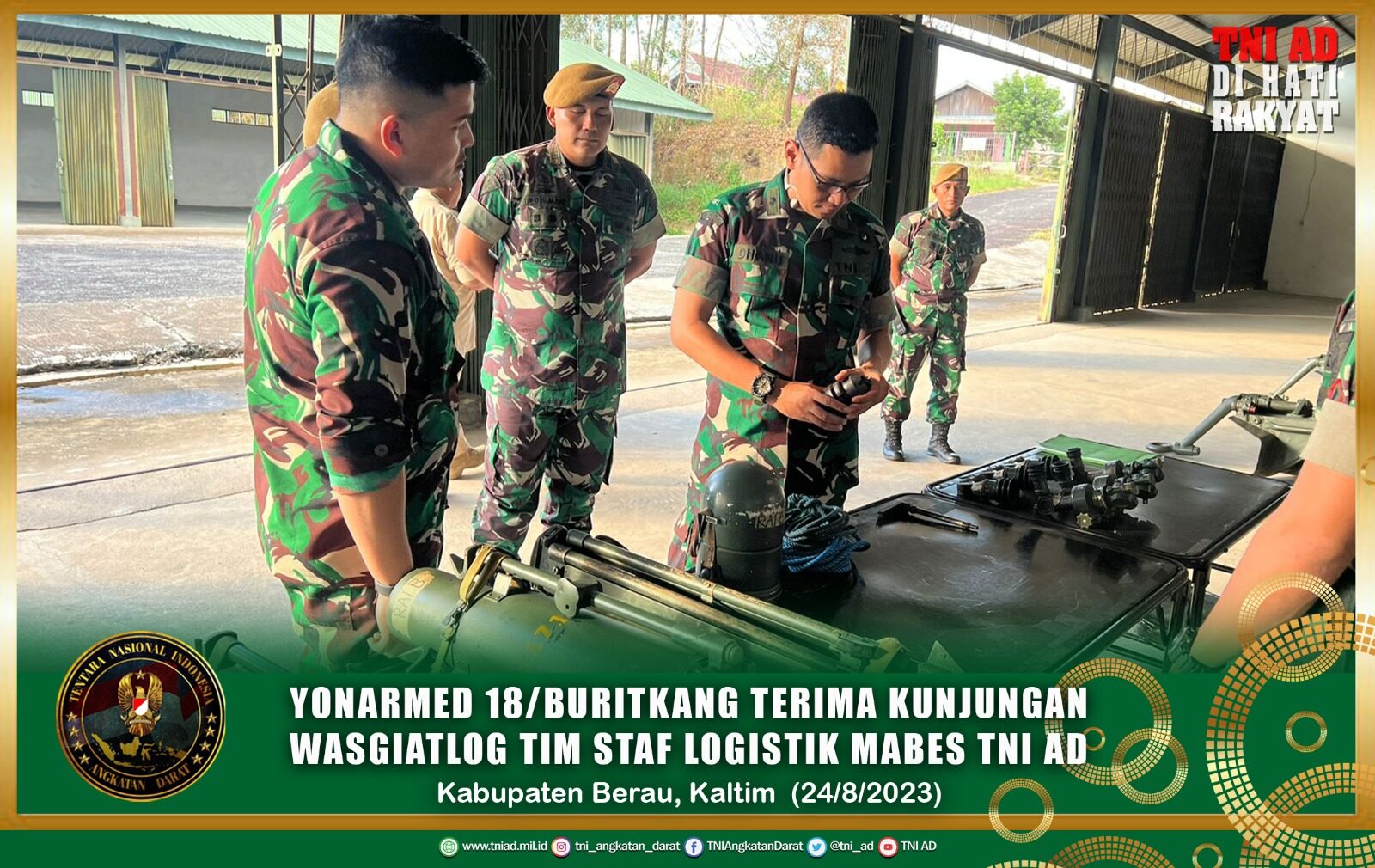 Yonarmed 18/Buritkang Terima Kunjungan Wasgiatlog Tim Staf Logistik Mabes TNI AD