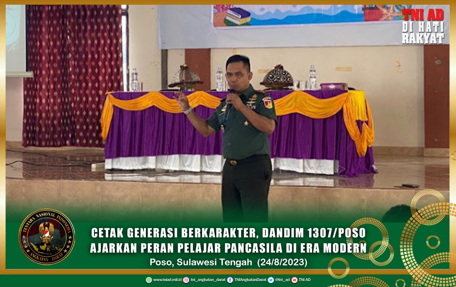 Cetak Generasi Berkarakter, Dandim 1307/Poso Ajarkan Peran Pelajar Pancasila di Era Modern