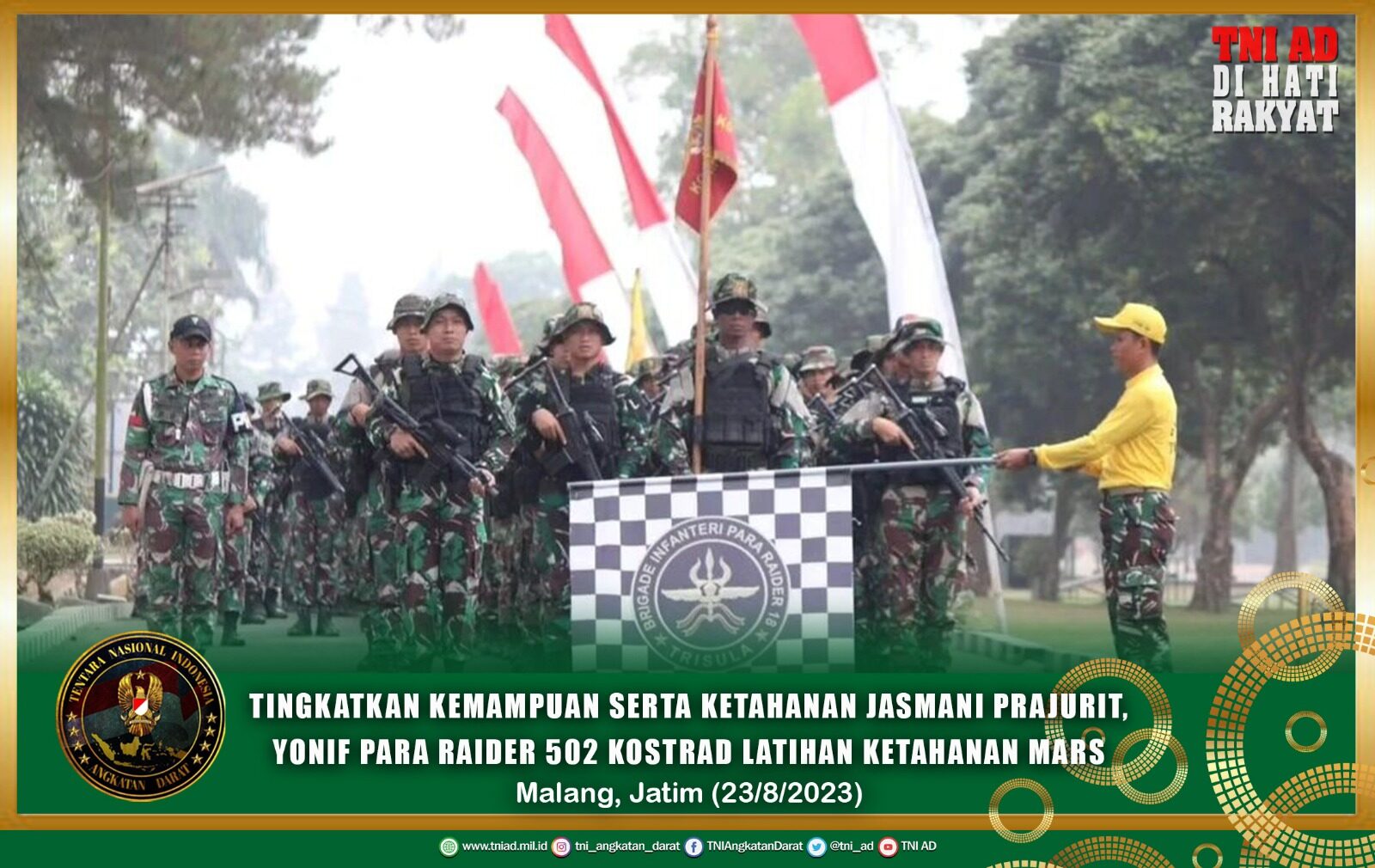 Tingkatkan Kemampuan serta Ketahanan Jasmani Prajurit, Yonif Para Raider 502 Kostrad Latihan Ketahanan Mars