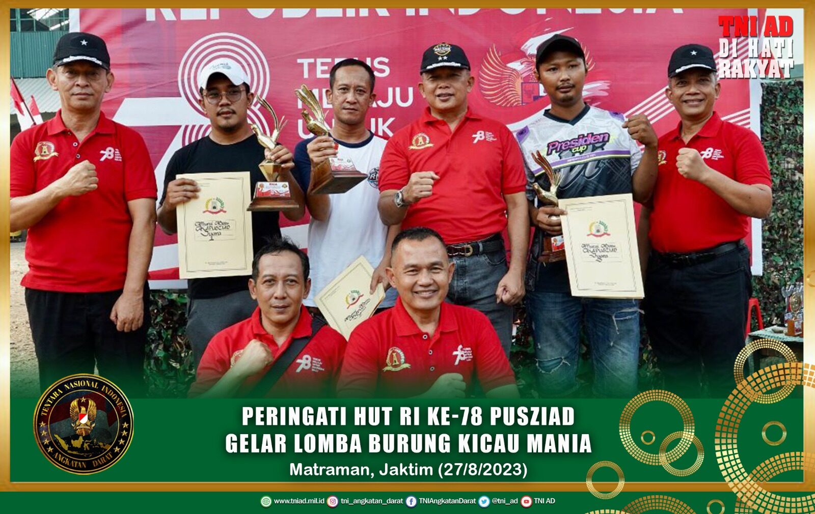 Peringati HUT RI Ke-78 Pusziad Gelar Lomba Burung Kicau Mania