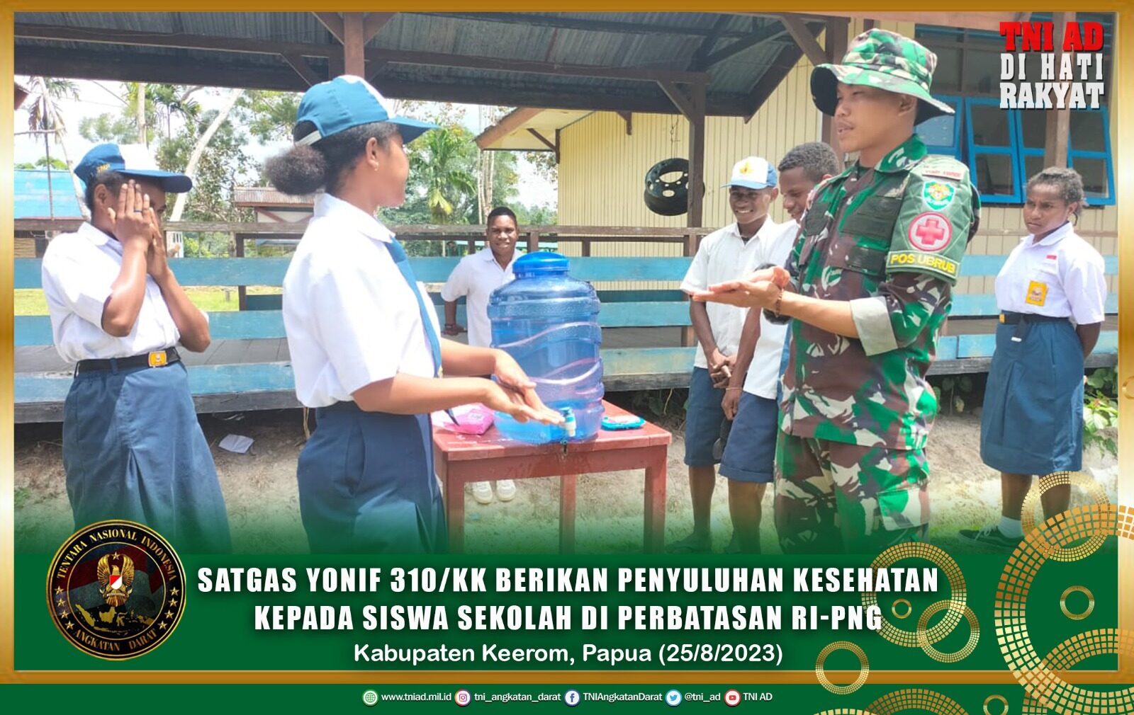 Satgas Yonif 310/KK Berikan Penyuluhan Kesehatan Kepada Siswa Sekolah di Perbatasan RI-PNG