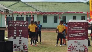 Kompi Senapan B Yonif Raider 755 Kostrad Sukses Sebagai Venue Turnamen Sepak Bola Distrik Tanah Miring Cup I Tahun 2023