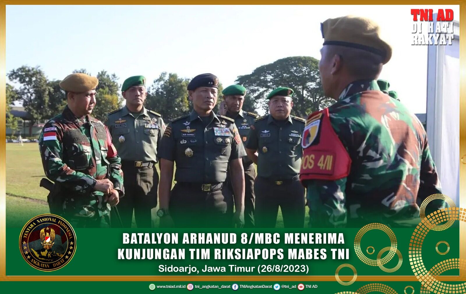 Batalyon Arhanud 8/MBC menerima Kunjungan Tim Riksiapops Mabes TNI