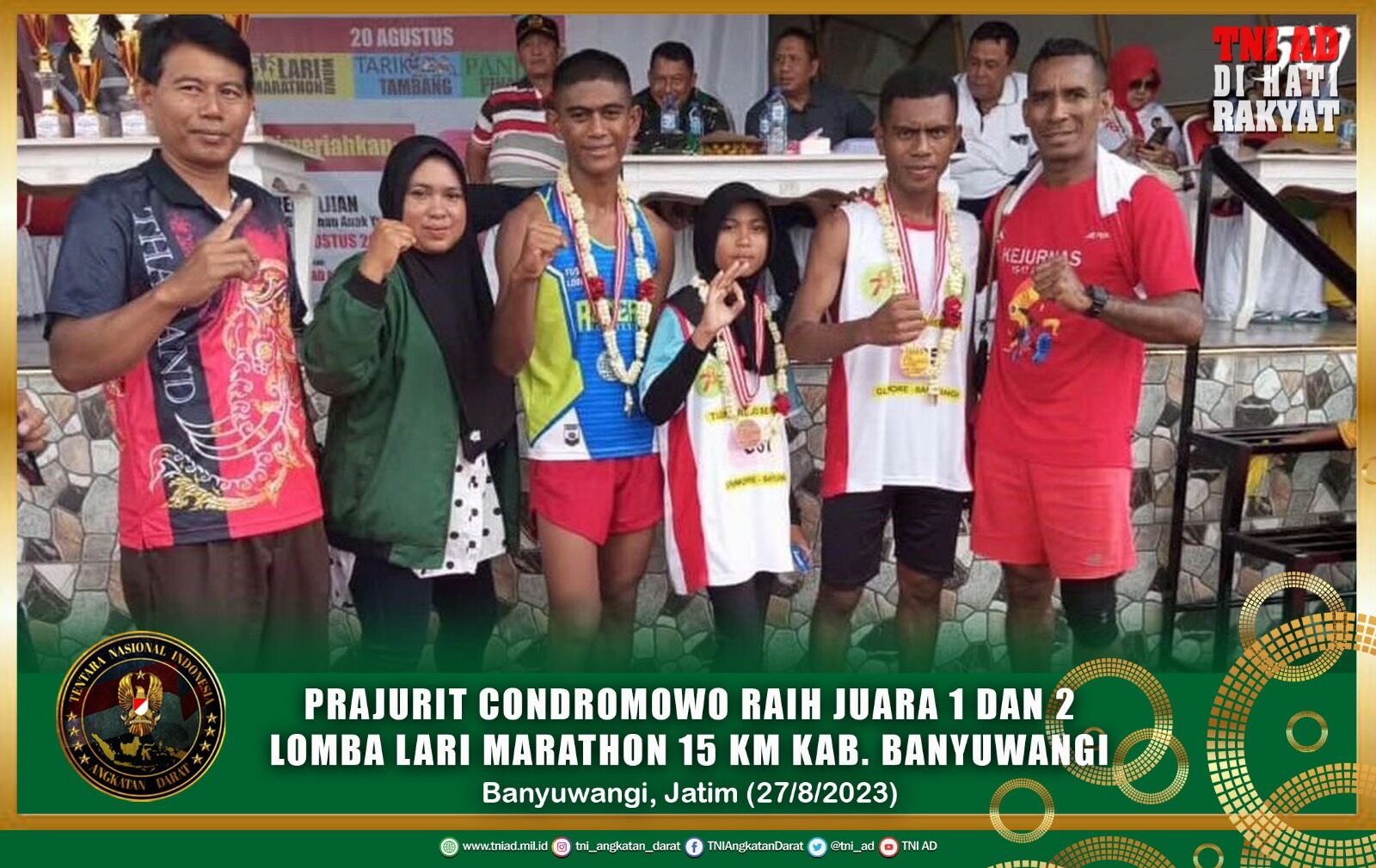 Prajurit Condromowo Raih Juara 1 dan 2 Lomba Lari Marathon 15 Km Kab. Banyuwangi