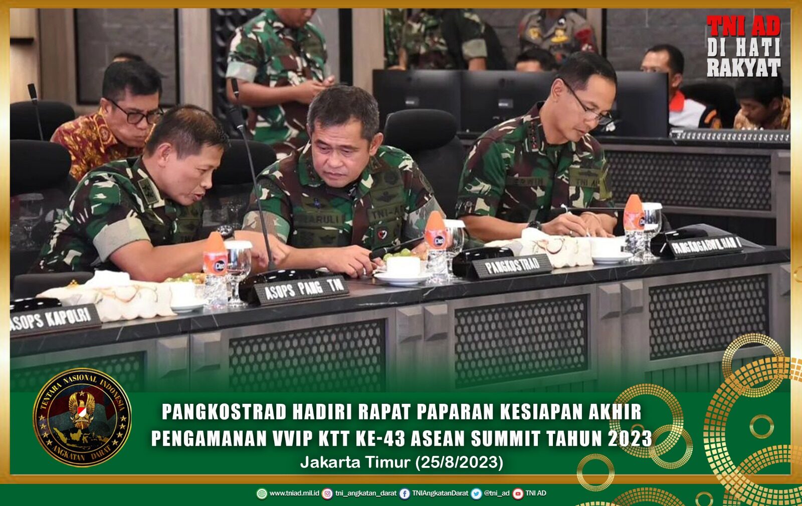 Pangkostrad Hadiri Rapat Paparan Kesiapan Akhir Pengamanan VVIP KTT Ke-43 ASEAN SUMMIT Tahun 2023