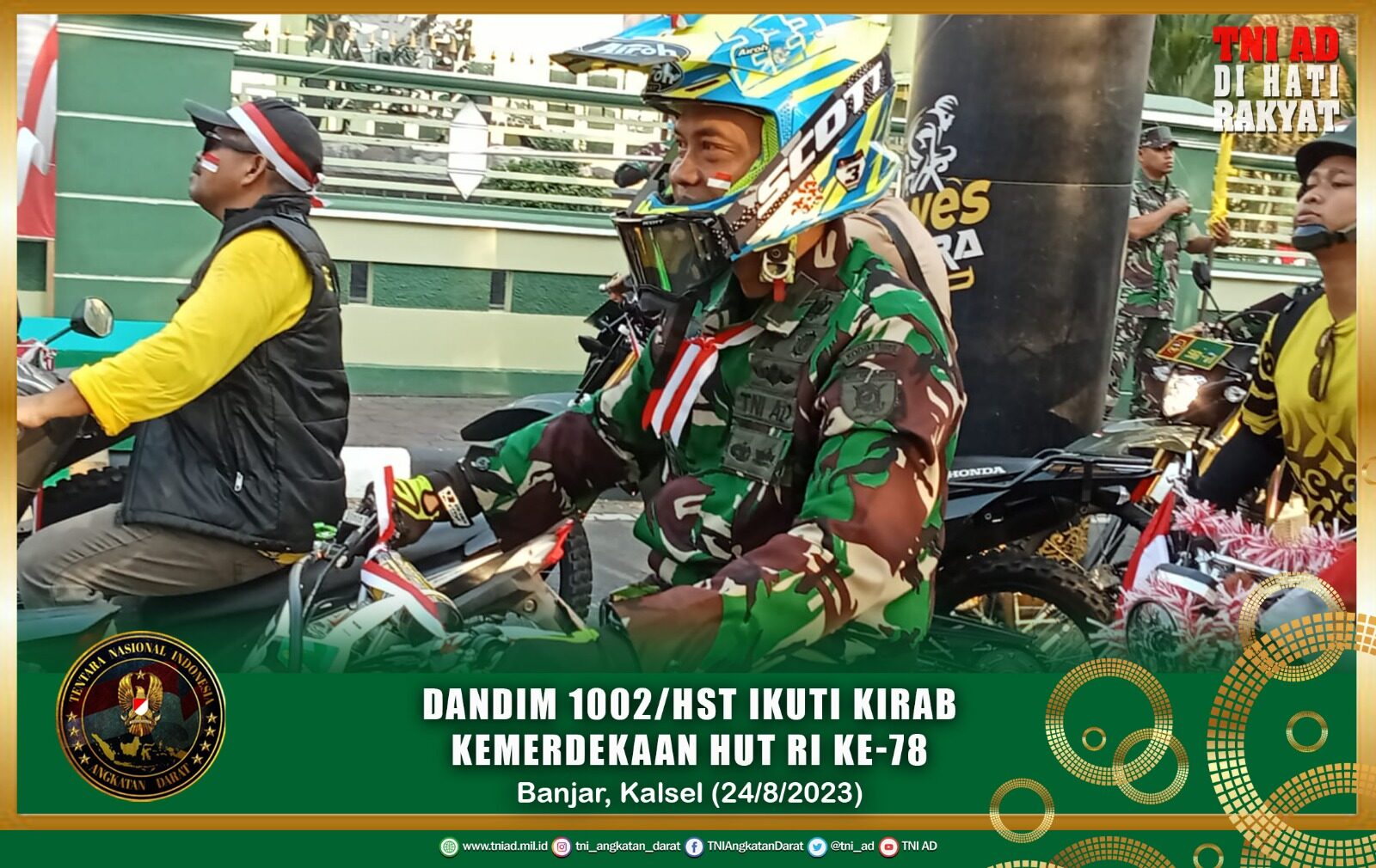 Dandim 1002/HST Ikuti Kirab Kemerdekaan HUT RI ke-78