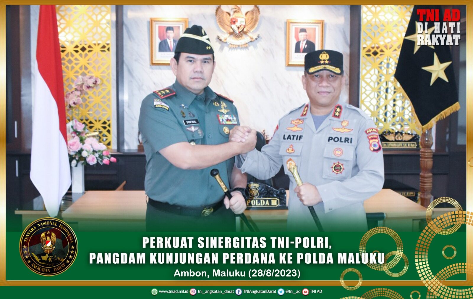 Perkuat Sinergitas TNI-Polri, Pangdam Kunjungan Perdana ke Polda Maluku