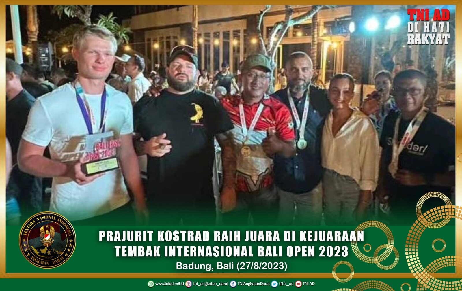 Prajurit Kostrad Raih Juara di Kejuaraan Tembak Internasional Bali Open 2023