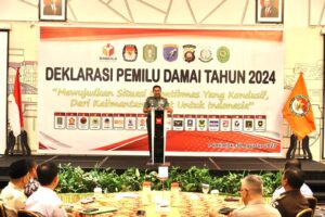 Hadiri Deklarasi Pemilu Damai Tahun 2024, Pangdam XII/Tpr Tegaskan TNI Totalitas Kawal Pesta Demokrasi