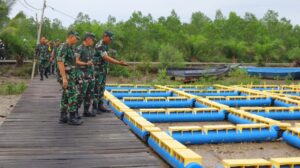 Dandim Bengkalis Dampingi Pangdam I/BB Tebar Benih Ikan di Kerambah Laut Rupat Utara