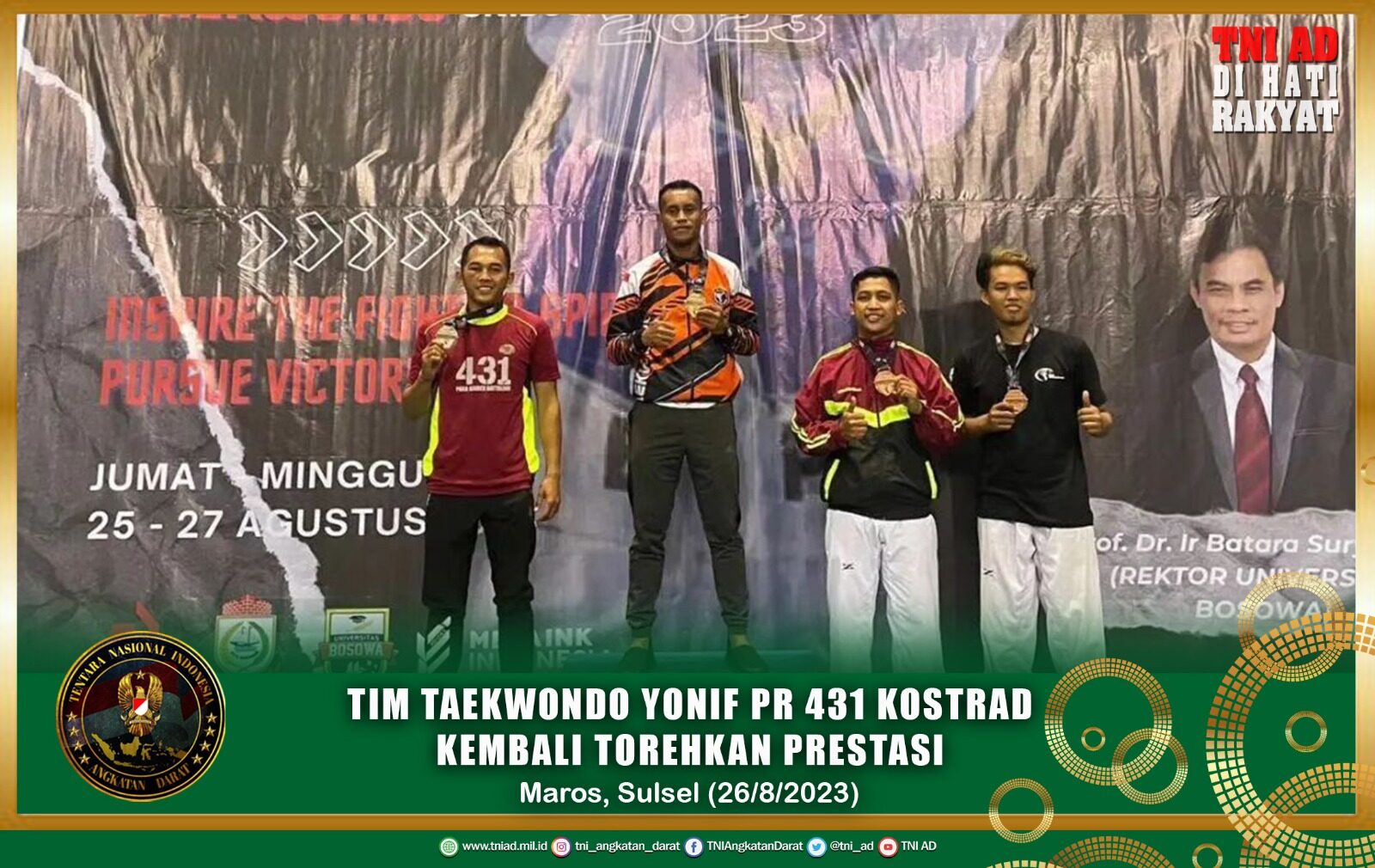 Tim Taekwondo Yonif PR 431 Kostrad Kembali Torehkan Prestasi