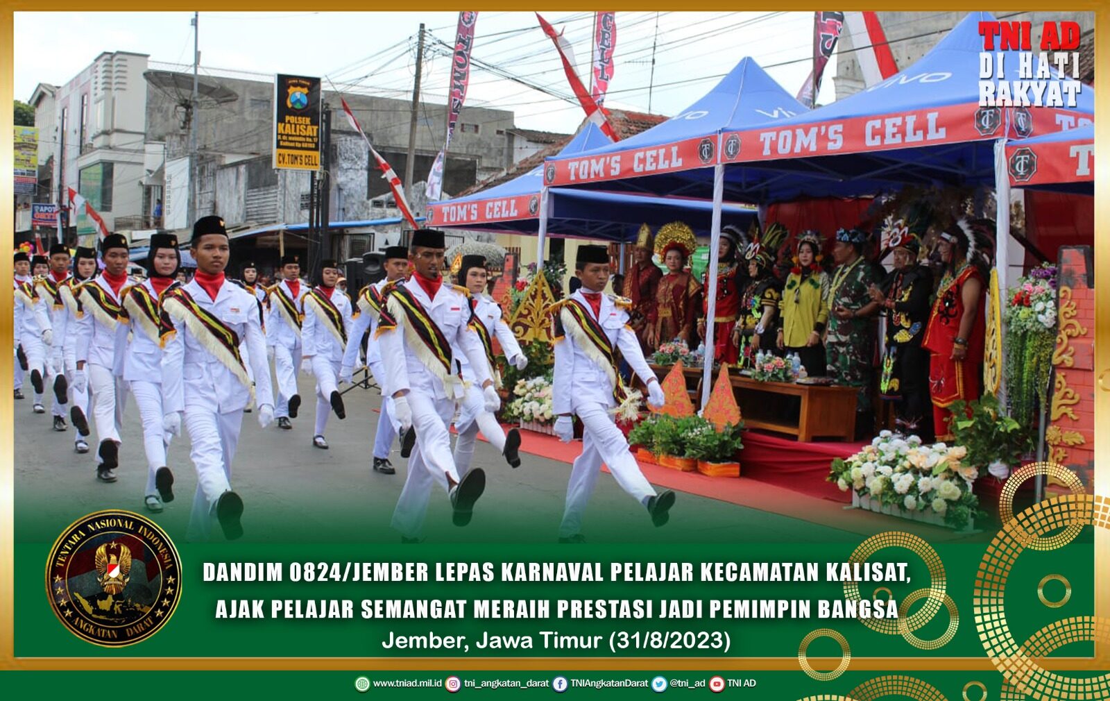 Dandim 0824/Jember Lepas karnaval Pelajar Kecamatan Kalisat, Ajak Pelajar Semangat Meraih Prestasi Jadi Pemimpin Bangsa