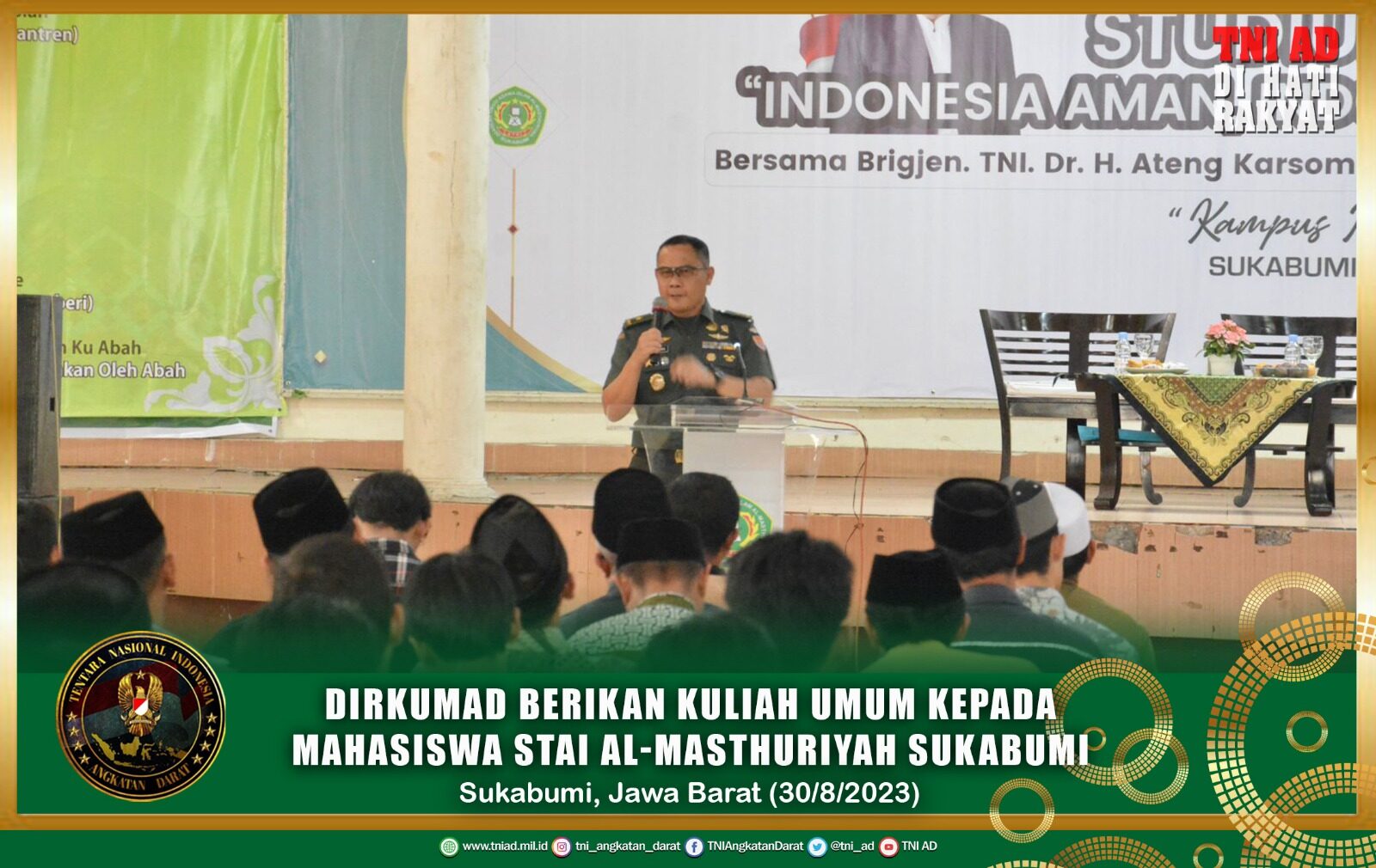 Dirkumad Berikan Kuliah Umum Kepada Mahasiswa STAI Al-Masthuriyah Sukabumi